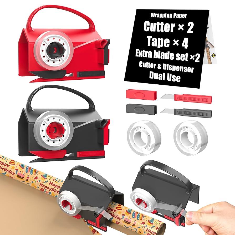Wrapping Paper Cutter With Tape Dispenser