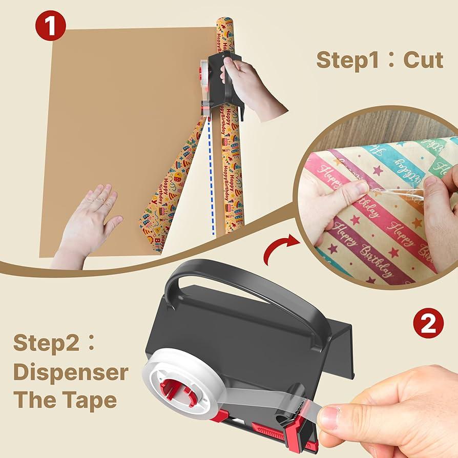 Wrapping Paper Cutter With Tape Dispenser