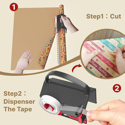 Wrapping Paper Cutter With Tape Dispenser