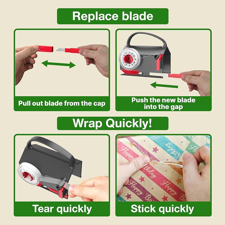 Wrapping Paper Cutter With Tape Dispenser