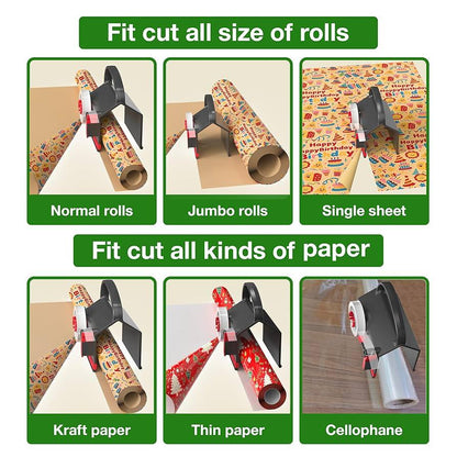 Wrapping Paper Cutter With Tape Dispenser