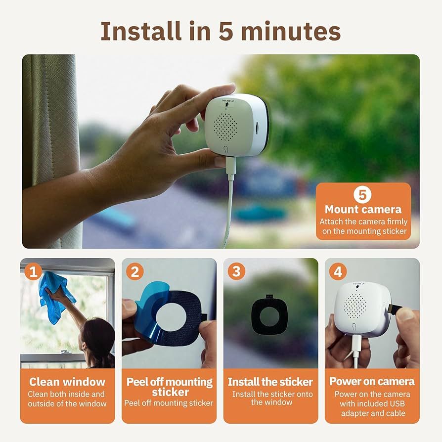 GIRAFIT 3MP 2K Window Camera,WiFi Indoor Cam