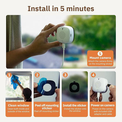 GIRAFIT 3MP 2K Window Camera,WiFi Indoor Cam